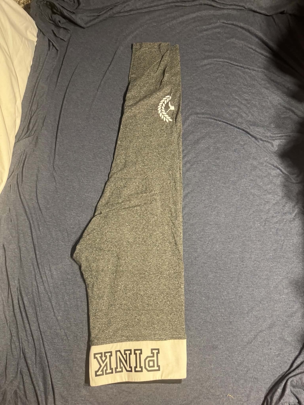 PINK Gray and Black Yoga Leggings with Logo Waistband - Picture 3 of 4
